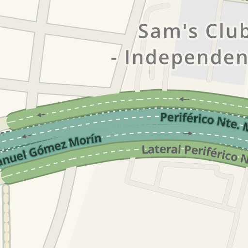 Información de tráfico en tiempo real para llegar a Sam's Club -  Independencia, Lateral Periférico Nte. Manuel Gómez Morín, Guadalajara -  Waze