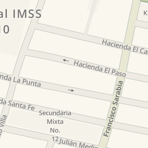 Información de tráfico en tiempo real para llegar a Santas Alitas Oblatos,  C. Francisco Sarabia, 1222 Colonia, Guadalajara - Waze