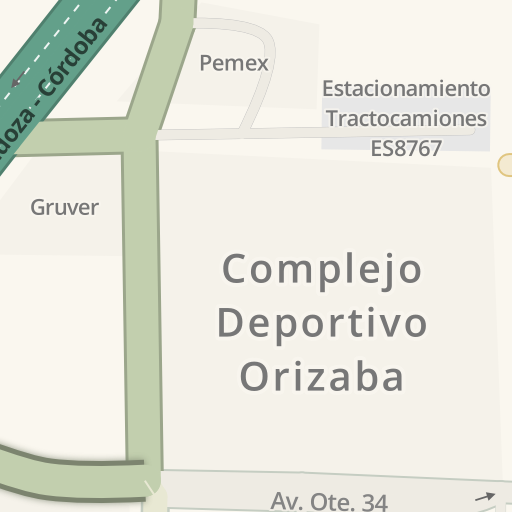 Información de tráfico en tiempo real para llegar a Club Deportivo de los  Electricistas CFE, Av. Ote. 34, Orizaba - Waze