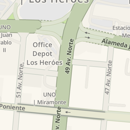 Información de tráfico en tiempo real para llegar a Office Depot • Los  Héroes, El Salvador - Waze